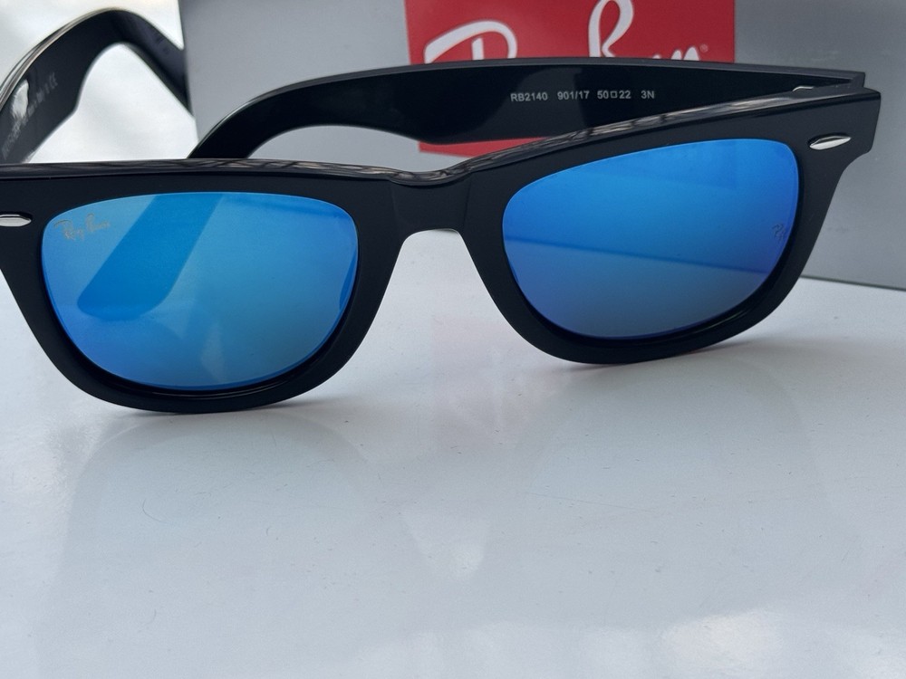 NEW Ray-Ban RB2140 Original WAYFARER 901/17 BLUE MIRROR Sunglasses 50mm