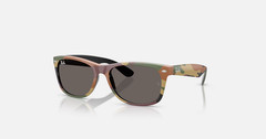 Ray-Ban New Wayfarer Green Camuflage/Dark Grey 55 mm Sunglasses RB2132 6822B1 55
