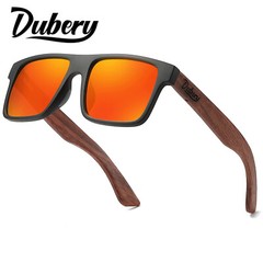  DUBERY Men Women Wood Polarized Sunglasses Wooden Temple Square Retro Glasses