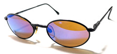 Vintage REVO 1111 001/02 PYTHON Black Metal Oval Mirror Sunglasses Made in Italy
