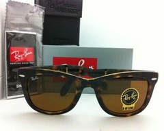 Ray-Ban Sunglasses FOLDING WAYFARER RB 4105 710 50-22 Tortoise with Brown Lenses