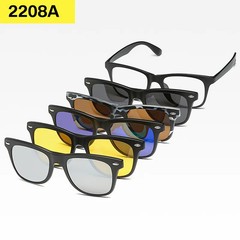 Magnetic Clip On Sunglasses Square Frame Polarized UV400 Adult Casual 6 in 1