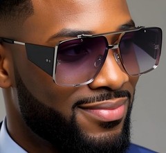 Oversized Square Pilot Style Sunglasses Metal Retro Rimless Men Women Fashion
