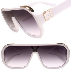 Look Rich Bling Famous Hip Hop DJ Square Sunglasses White