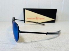 AO AMERICAN OPTICAL Original Pilot Black Frame w55mm Blue Mirror Nylon Lens $260