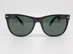 Vintage Gloss Black Frame Green Glass Lens Square Sunglasses China 53-17-134