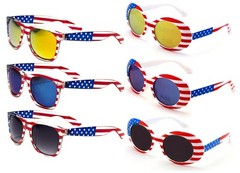 6 Pairs Of USA American Flag Print Sunglasses – Patriotic – Sun Protection