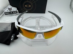OAKLEY FLAK 2.0 XL POLISHED WHITE W/ RUBY RED POLARIZED GALAXY SUNGLASSES OO9188