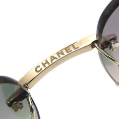 CHANEL Sunglasses CH 4287 T Made in Japan Square Rimless Two Point 395S3 Gold 6