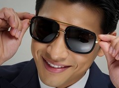 Men’s Sunglasses Rapper New Oversize Fashion Square Women Designer Flat Top Gold