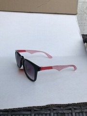 NEW SOL SUNGLASSES Men Retro Black Casual CLEAR Red Stripes on Sides US Seller