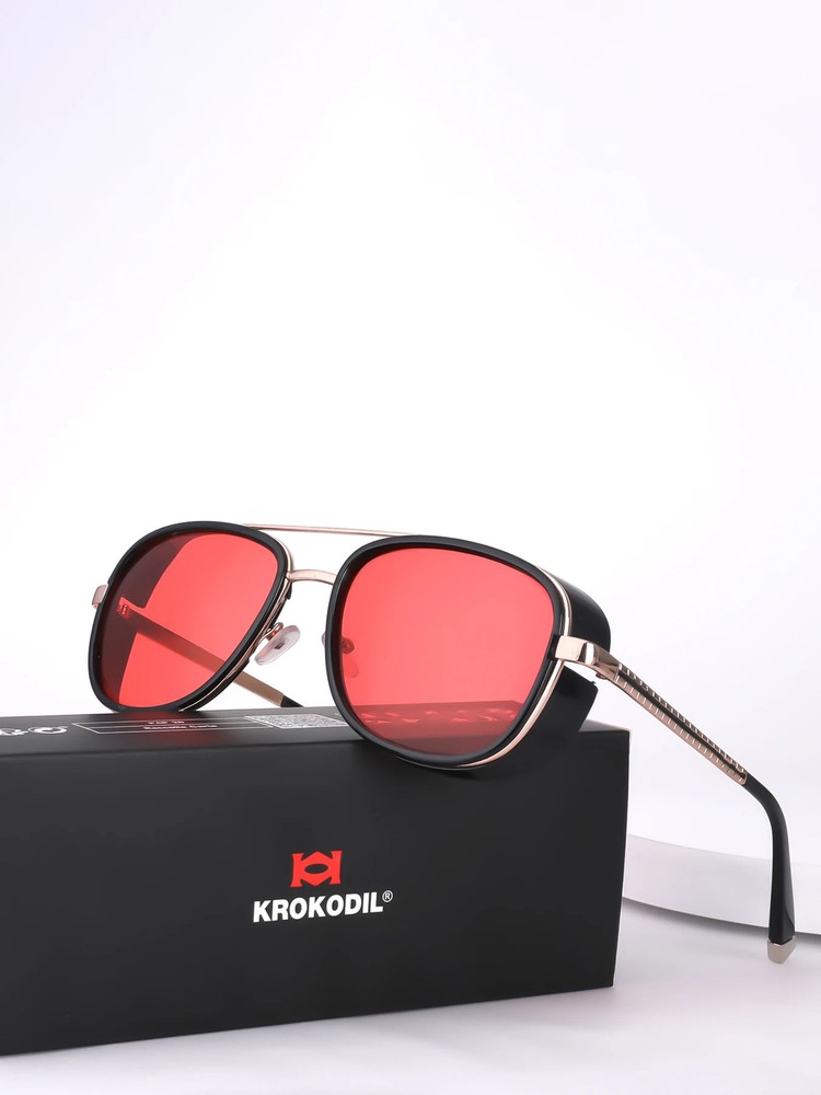 Tony Stark Sunglasses Man Woman Steampunk Sun Glasses Male Vintage Gradient Red