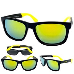 Classic Vintage 80s Retro Biker Style KUSH SUN GLASSES Square Black Yellow Frame