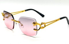 Men’s Rimless Gold Frame Elegant Hip Hop Square Clear Lens Retro Fashion Glasses