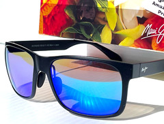 UK Maui Jim RED SANDS Matte Black POLARIZED Hawaii Blue Lens Sunglass B432-2M