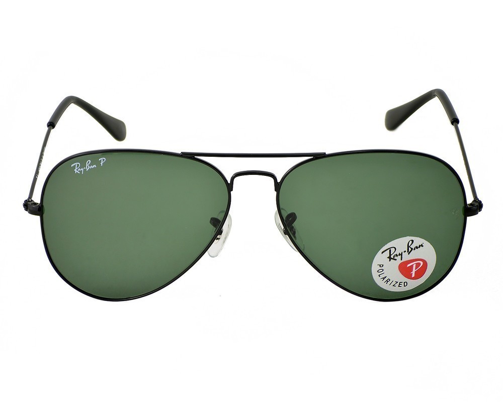 Ray-Ban Sunglasses Aviator Classic Black Frame Polarized Green Lens 58mm RB3025