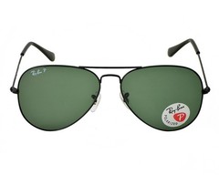 Ray-Ban Sunglasses Aviator Classic Black Frame Polarized Green Lens 58mm RB3025