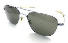 General Optical Silver Aviator Sunglasses Black Lens 140 USA Designer Men Women