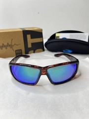 Costa Style Tortoise Tuna Alley Sunglasses Blue Mirrored Polarized Lens Case Box