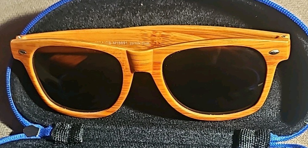 Jornik Connectwise Wood Grain Look Classic Sunglasses W/ Case