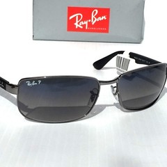 UK Ray Ban Gunmetal & Black w POLARIZED Grey Blue Lens Sunglass RB3478 004