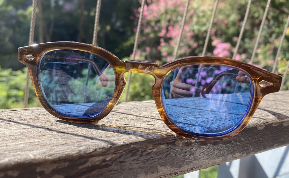 Vintage Men’s Blue Sunglasses Women Bamboo Acetate Glasses Johnny Depp Glasses