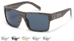 Locs Gangster OG Sunglasses – Retro Flat Top Gray Frame Wood Print Arms – Men’s