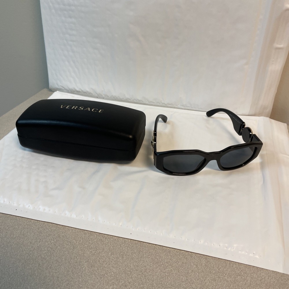 Versace VE4361 Biggie Unisex Black Grey Rectangle Sunglasses Medusa LIMITED