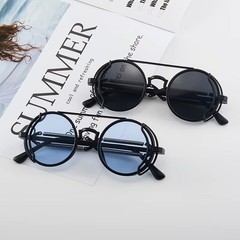 Retro Gothic Steampunk Round Sunglasses Men Women Circle Frame Sun Glasses
