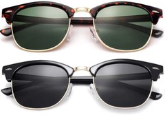 Retro Vintage Polarized Sunglasses Mens UV400 Half Metal Frame Club Sunglasses