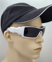 Men’s Sports Wrap Rectangular Sunglasses Matte White Frame Dark Smoke Tint Lens