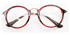 Vintage Inspired Metal Bridge and Temple Clear Lens Round Oval Eye Glasses