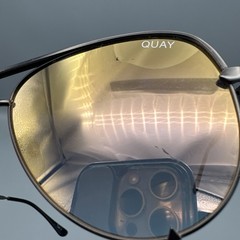 Quay x Desi HIGH KEY 111 Sunglasses Metal Aviator Red Orange Mirror Lens