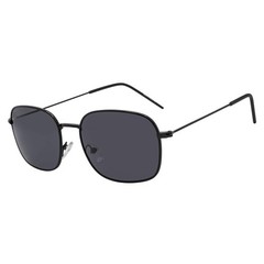 BRANDIN – Classic Square Thin Metal Sunglasses Black Smoke