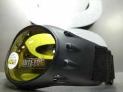 Men PADDED MOTORCYCLE Day Night RIDING GOGGLES With Strap Yellow Anti Fog Lens