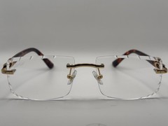 Cartier C Décor Diamond Cut Clear Lens With Gold & Havana Temples