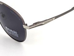 Polarized Porsche Flex Arms Round Metal Aviator Sunglasses Silver Smoke PH10