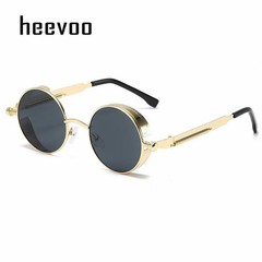 Retro Round Polarized Sunglasses Men Women Vintage Gothic Steampunk Glasses