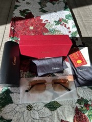🇺🇸🔥USA Shipped Big C Diamond Cut Brown Lens Frameless & Gold Frame 🔥🇺🇸