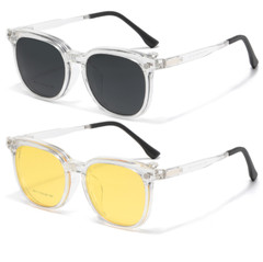 Men Women TR90 Eyeglasses 3 in 1 Magnetic Clip On Flip Up Polarized Sunglasses