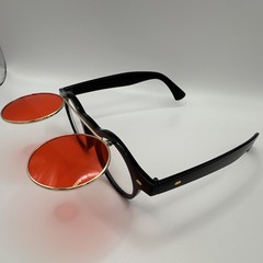 All Round Sunglasses Black Plastic/Metal Frame Red Tinted Plastic Lenses UV400