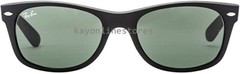 Ray Ban New Wayfarer Black Matte Non Polarized Green Sunglasses RB2132 622 52mm