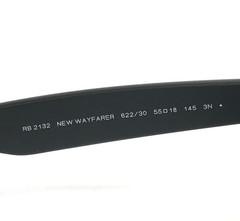 Ray-Ban Sunglasses RB2132 NEW WAYFARER 622/30 Black Rubber w Silver Flash 55 mm