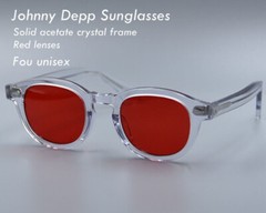 Brand New glasses Men’s Crystal glasses Red sunglasses Johnny Depp glasses UV400