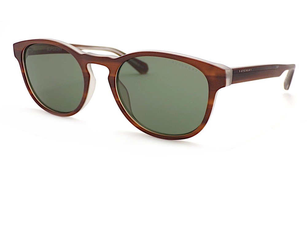Superdry SDS 5030 Oval Sunglasses Dark Brown Horn with dark Green Lenses 101
