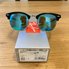 Ray-Ban RB3016 Sunglasses Clubmaster Classic Black Frame Blue Lens 51 mm