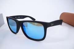 Ray-Ban Justin Color Mix Matte Rubber Black / Blue Mirror 54 mm Sunglasses