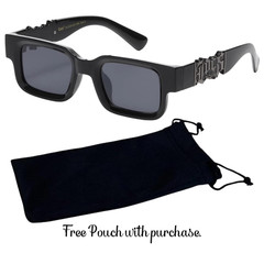 Men’s Locs Sleek Sunglasses Black Metal Logo Frame Category 3 Dark Lens