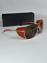 PORSCHE DESIGN P 8600 B Titanium Oversized Men’s Women’s Silver/Red Sunglasses .