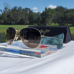 Maui Jim “MAVERICKS” 264-16 Gloss Gold Frames/ Bronze Lenses/ TITANIUM AVIATORS!